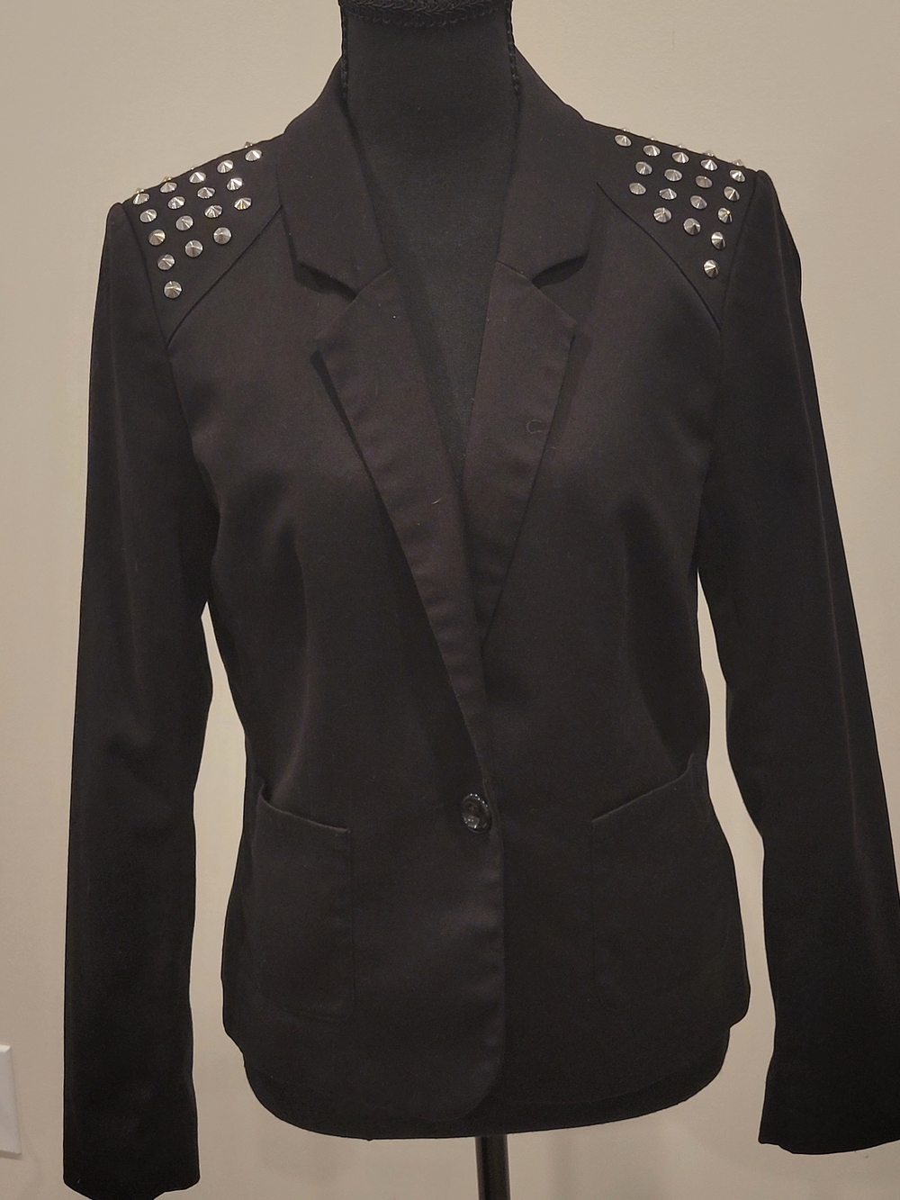 Divided Black Studded Shoulder Blazer